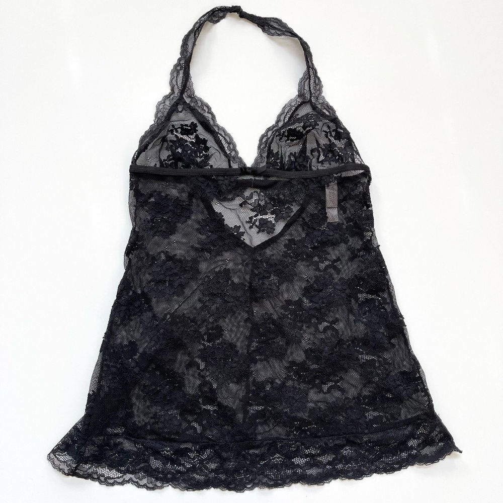 Victoria’s Secret black lace halter chemise